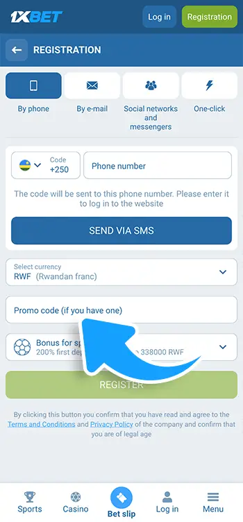 Step 2 - Enter the promo code when registering