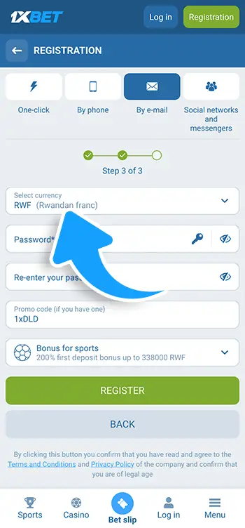 Step 6 - Choose country and currency